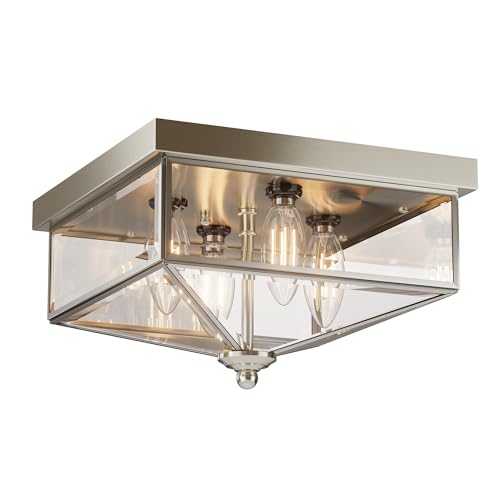 Kalium Farmhouse Style Square Flush Mount Ceiling Light, 4-Light Modern.