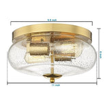 Darkaway Ceiling Light Fixtures Flush Mount, Indoor Outdoor Ceiling Light with Seeded Glass Shade for Hallway, Kitchen, Bedroom, Porch, Gold