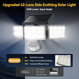 Solar Lights Outdoor, 3500LM 168 LED Motion Sensor Solar Flood Lights, 3 Heads 300° Wide Angle, 3 Modes IP65 Waterproof Solar Security Lights for Yard Garden Patio, 1 Pack (Black)