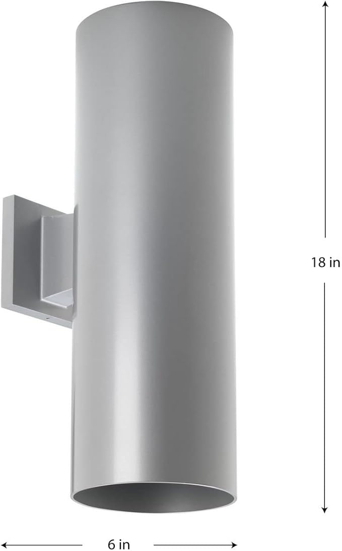 Progress Lighting 6-Inch Cylinder Outdoor Wall Sconce, 2-Light Modern Wall Mount Up and Down Lights, Interior and Exterior Lighting for Home or Porch, Aluminum Construction, Metallic Gray (P5642-82)