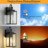 2-Pack 11.8-Inch Dusk to Dawn Outdoor Wall Light, All-Metal Frame