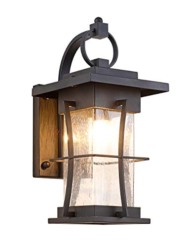 Outdoor Wall Sconces Light Fixtures Exterior Wall Lantern Outside House Lamps Waterproof Black Metal with Clear Seeded Glass, Perfect for Exterior Porch Patio House