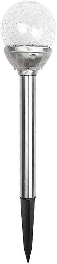 Solar Round LED Garden Lights, Modern Outdoor Pathway Lights, Color Changing White, 2.17x2.17x14.17 inches (5.5x5.5x36 cm), Silver