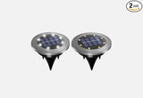 2 Pack Solar Garden Flat Buried Light 8 LED Outdoor Disk In-Ground Light Garden Pathway | Lumora