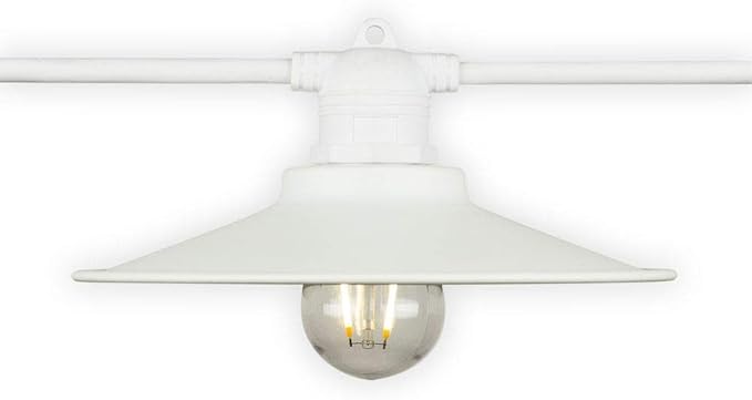 fantado Classic Metal Patio Light Bulb Shade Cover for Outdoor Commercial String Lights, E26, White by PaperLanternStore