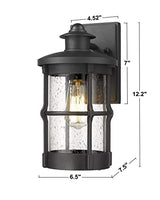 Outdoor Wall Sconces, Outdoor Wall Lights, Exterior Wall Mount Lighting, Wall Light Fixture in Black Finish with Seeded Glass (Black, 2 Pack)