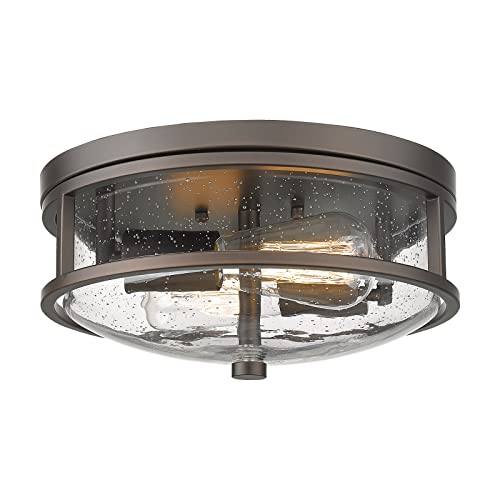 Flush Mount Ceiling Light Fixture, 12 inch 2-Light Modern Farmhouse Ceiling Light with Seeded Glass for Bedroom, Entryway, Kitchen Hallway, ROS88 ORB