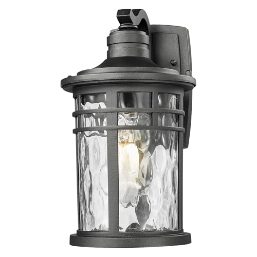 Darkaway Outdoor Porch Lights Wall Mount, Outside Light Fixtures Sconces Wall Lighting with Water Ripple Glass Waterproof Exterior Lights for Patio Yard House Hallway Doorway Garage