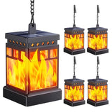 KOOPER Hanging Solar Lanterns Outdoor Waterproof, 4PCS Flickering Flame Hanging Solar Lights for Outside, Outdoor Solar Lanterns up to 12 Hours, Halloween Lanterns Decorative for Patio Yard Garden