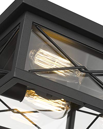 Emliviar 12 Inch Black Flush Mount Ceiling Light for Porch, 0387B-CL BK