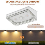 Solar Fence Lights 20 Pack, Outdoor Solar Lights with 3 Color Temperatures, IP65 Waterproof Wide-Angle LED Lighting for Fence, Patio, Yard, Deck, Wall, Garden (White)