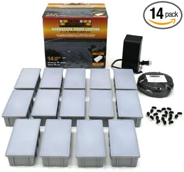 Residential Paver Lights 4" x 8" for Walk, Patio, Driveway, & Pool Deck Installation , 14 Pack Installation Kit