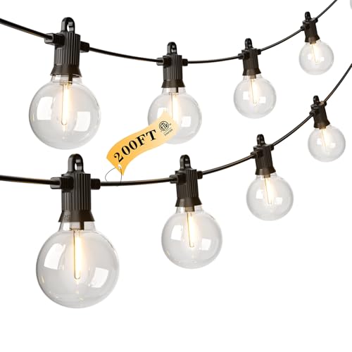 Kawaya G40 Outdoor String Lights 200FT IP65 Waterproof 2700K Patio Light