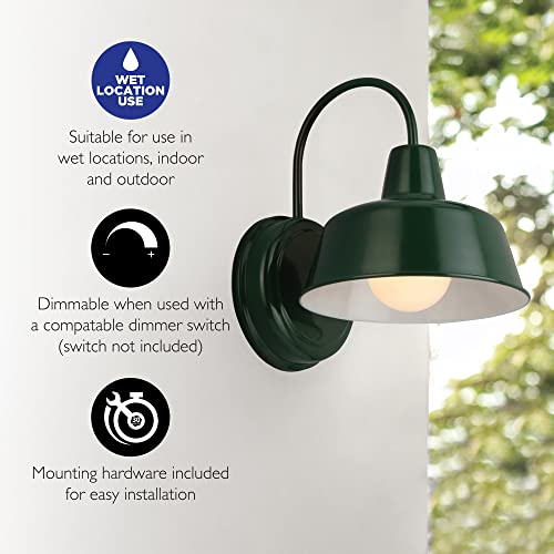 Design House Mason Outdoor Wall Light, 8", Forest Green