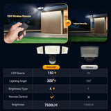 TECKNET Flood Motion Sensor Outdoor Lights, 4200LM 150LEDS Lights Outdoor with 4 Modes, IP66 Waterproof, Ideal for Garage, Patio, Yard