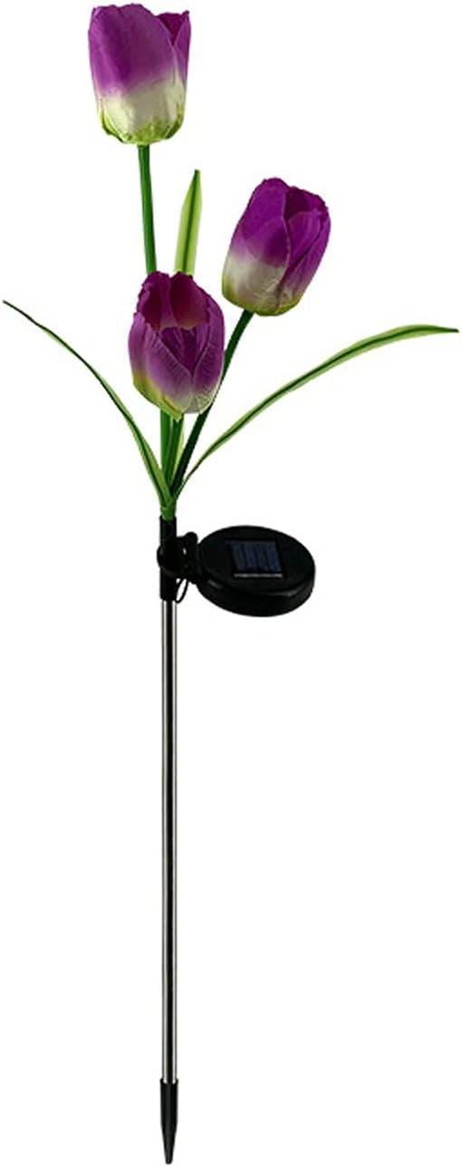 Solar Tulip Lights Outdoor Garden, Flowers Waterproof Solar Powered Stake Lights LED Decorative Landscape Lights for Garden, Patio, Yard, Lawn, Pathway, Backyard Decoration, Purple