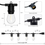 S14 LED Outdoor String Lights, IP65 Waterproof 48FT Outside Patio Lights, Edison Shatterproof Bulb Vintage Backyard Lights, Balcony, Deck, Garden Lights