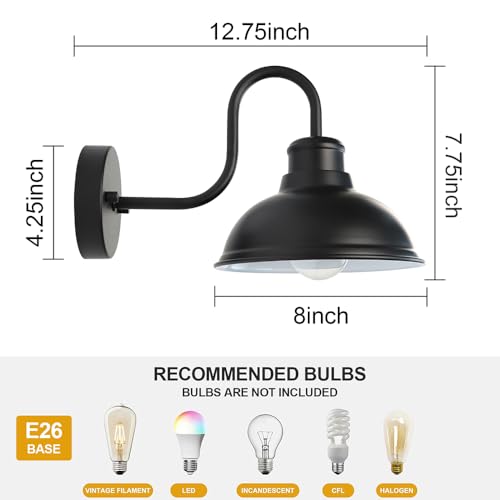 Gooseneck Barn Light Outdoor Wall Lights 8" Exterior Lighting Fixtures