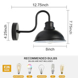 Gooseneck Barn Light Outdoor Wall Lights 8" Exterior Lighting Fixtures