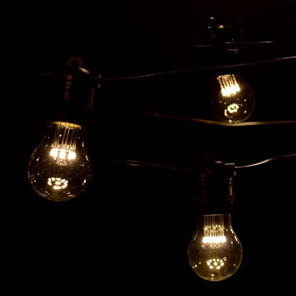 Hometown Evolution, Inc. E26 Commercial String Lights with 16 Gauge Wire (24 Foot 12 Socket, A15 LED 9 Diode 1 Watt Bulbs)