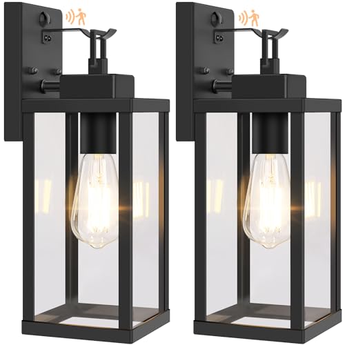 BesLowe 2-Pack 14” Upgraded Motion Sensor Outdoor Wall Lights, Black