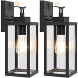 BesLowe 2-Pack 14” Upgraded Motion Sensor Outdoor Wall Lights, Black