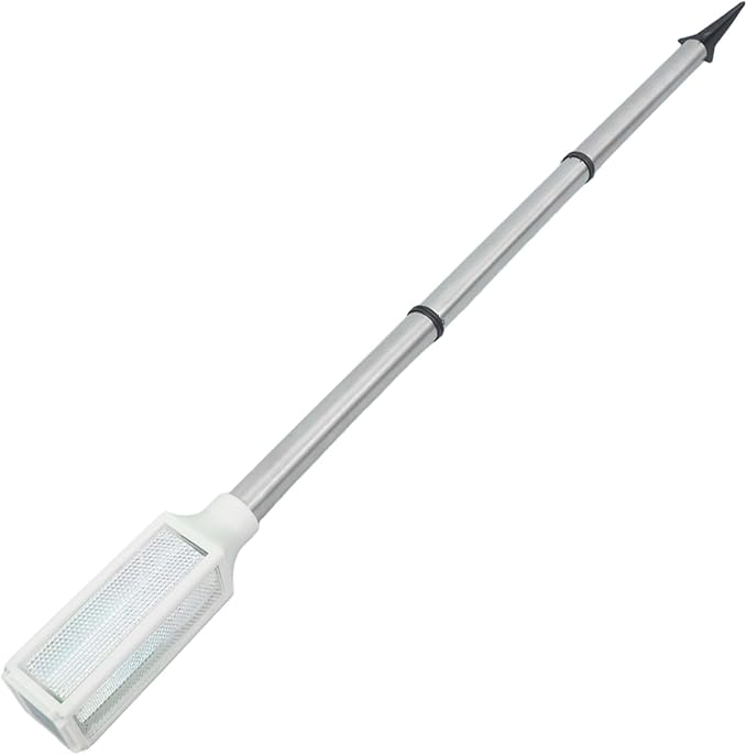 FRCOLOR Solar Powered Lawn Stake Light and Outdoor Garden Pathway Lamp for Patio and Backyard, White LED Warning Light with Solar Energy, Sturdy Yard Stake Lamp for Courtyard and Driveway