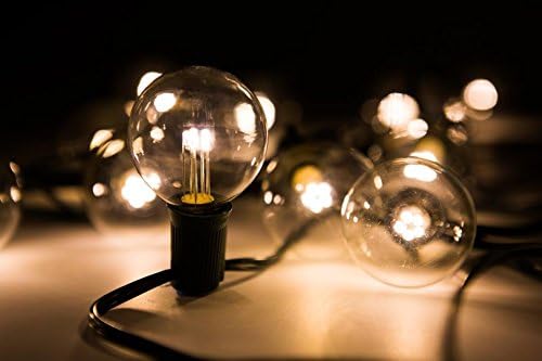 Hometown Evolution, Inc. 100 Foot G50 LED String Lights (LED G50 2 Inch 0.6 Watt Bulbs - Black Wire) for Patio | Lumora