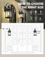 FEMILA 26" Outdoor Wall Light, Large Exterior Wall Lantern with Water Ripple Glass, 3-Light Outdoor Wall Light Fixtures for Entryway, Patio, Garage, Doorway, E12 Base, 4FD54B-L BK