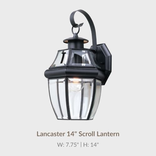 Generation Lighting Lancaster 1-Light 14-Inch Outdoor Wall Lantern in Black
