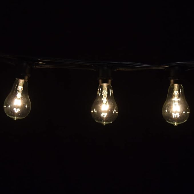 Hometown Evolution, Inc. Commercial Grade Vintage Edison Outdoor String Lights (PS50 Clear - Commercial Black Wire | Lumora