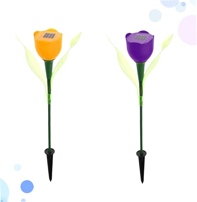DOITOOL 4pcs Solar Led Tulip Garden Lights Outdoor Pathway Lights for Driveway and Landscape Energy Saving Solar Purple