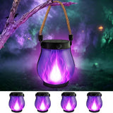 4 Pack Solar Lanterns Outdoor Waterproof Halloween Purple Solar Flame Light
