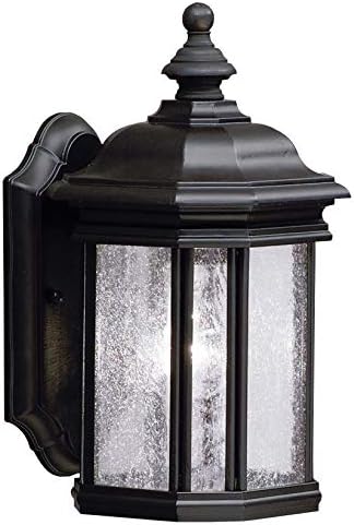Kichler Kirkwood 13" 1 Light Outdoor Wall Light with Clear Seeded Glass in Black | Lumora