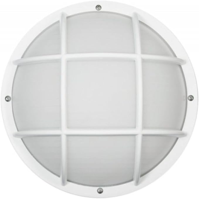 Solus Nautical Round Outdoor Wall/Ceiling Mount Light – Black or White, Composite, Frosted Diffuser – LED Bulb Included, Non-Corrosive (White, Cool White (4000K), Single Pack)