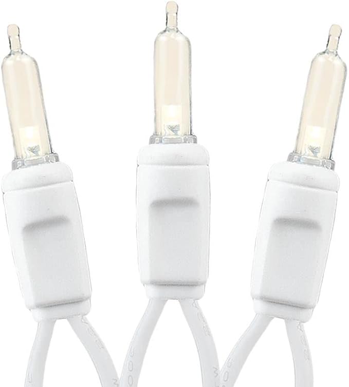 Novelty Lights Vintage Style T5 Warm White LED Christmas Lights, 35 Feet White Wire String of 70 Mini Bulbs, UL Listed Indoor/Outdoor Tree Lighting