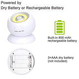 Lebote Motion Sensor Light Battery Powered Wall Light Battery Operated Motion Spotlight Waterproof Indoor/Outdoor LED Motion Lights for Garage Porch Stair Ceiling Gate(2 Pack)