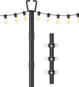 10FT String Light Poles for Outdoor Decor, Sturdy Light Pole with Fence Brackets, Adjustable Metal Posts for | Lumora