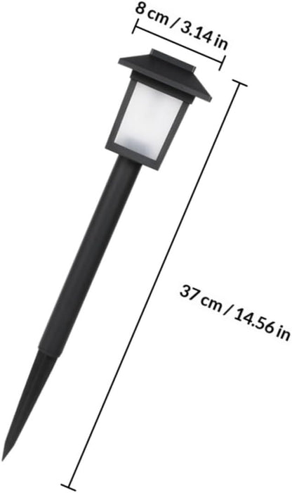 Mikikit 4pcs Waterproof Solar Garden Path Lights, Outdoor Black LED Lawn Lamps with Ground Stakes for Yard and Landscape Lighting