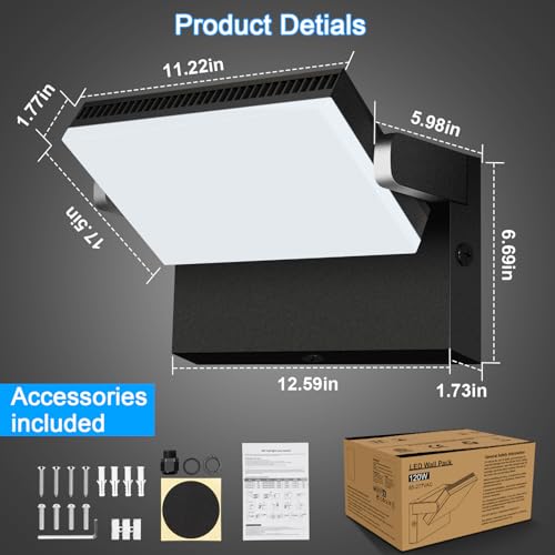 120W Modern Sleek Flood Light 18000LM, 360° Rotatable Areas Light