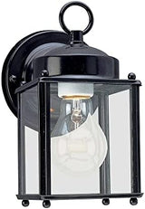 Sea Gull Lighting 8592-12 New Castle One-Light Outdoor Wall Lantern with Clear Glass Panels, Black Finish | Lumora