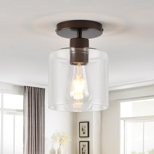Oil Rubbed Bronze Semi Flush Mount Ceiling Light, 2 Pack