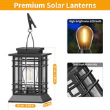 Solar Lanterns Outdoor Waterproof, Hanging Solar Lights for Outside 2 Pack