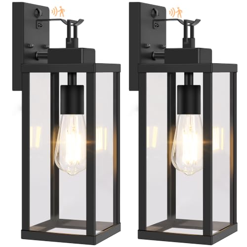 BesLowe 2-Pack 16” Upgraded Motion Sensor Outdoor Wall Lights, Black