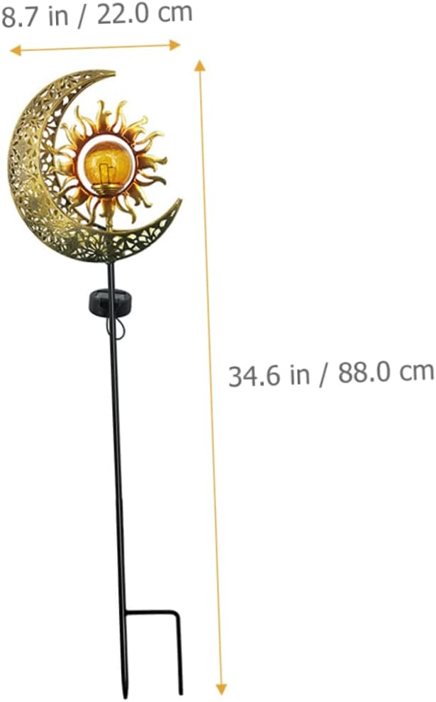 DOITOOL Iron Sun and Moon Solar Garden Light Elegant Solar Outdoor Decoration for Patio Easy Installation Light and Dark Induction for Garden Pathways and Entrances