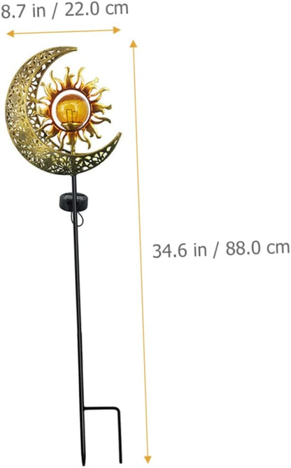 DOITOOL Iron Sun and Moon Solar Garden Light Elegant Solar Outdoor Decoration for Patio Easy Installation Light and Dark Induction for Garden Pathways and Entrances