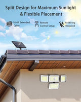 CLAONER Solar Outdoor Lights Motion Sensor 3500LM 288 LED Solar Security Lights with Remote Control IP67 Waterproof 4 Heads Solar Flood Lights with 16.4ft Cable 4 Modes Wall Lights(2 Pack)