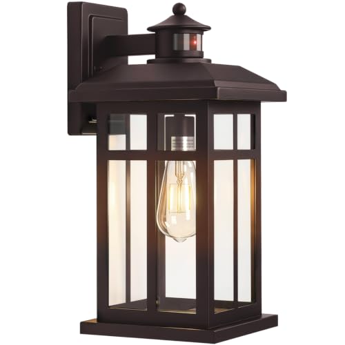 Brilvibera Motion Sensor Outdoor Wall Sconces Hardwired 16" Bronze