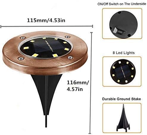 8 LED Solar Ground Lights Solar Powered Disk Lights Outdoor Solar Garden Path Lights for Lawn Pathway Yard Driveway | Lumora
