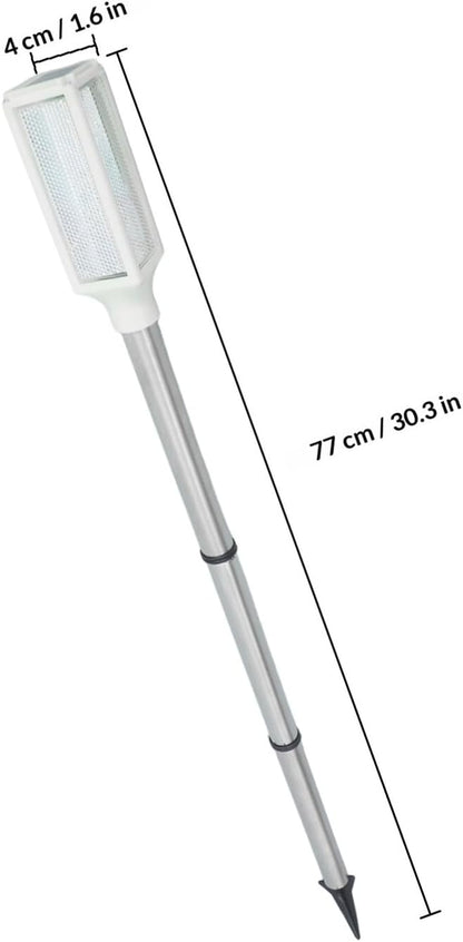 POPETPOP Solar Powered Outdoor Warning Light with White LED – Garden Stake Lamp for Yard Pathway, Solar Lawn and Landscape Lighting for Patio and Courtyard